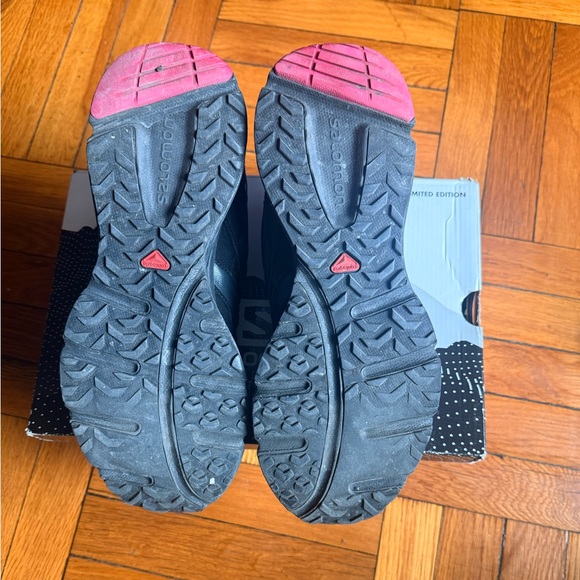 Bodega X Salomon. Trail Running Shoes with yellow and teal Accents main image 4